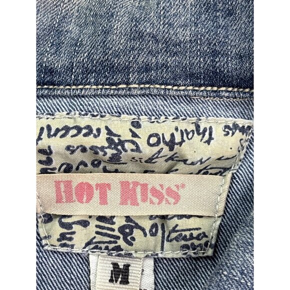 Hot Kiss Juniors Camouflage Denim Vest M Vtg Y2K Button Front Camouflage Camo - Picture 5 of 6